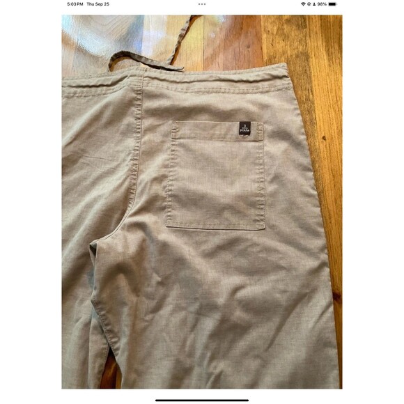 prAna Sutra Pants Women Medium (M) Hemp Khaki Wide Leg Drawstring Yoga Travel - Picture 4 of 9